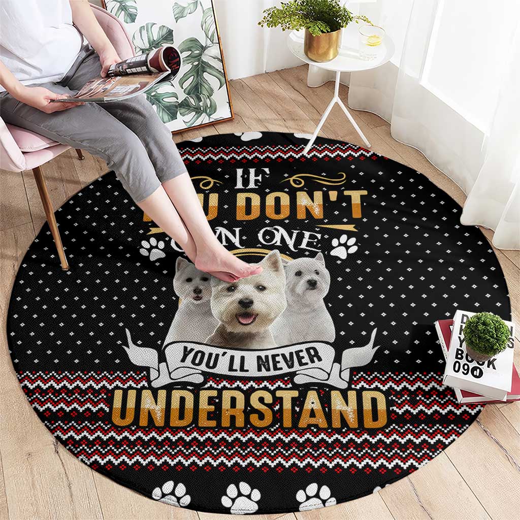 West Highland White Terrier Christmas Round Carpet Xmas Holiday Patterns - Wonder Print Shop