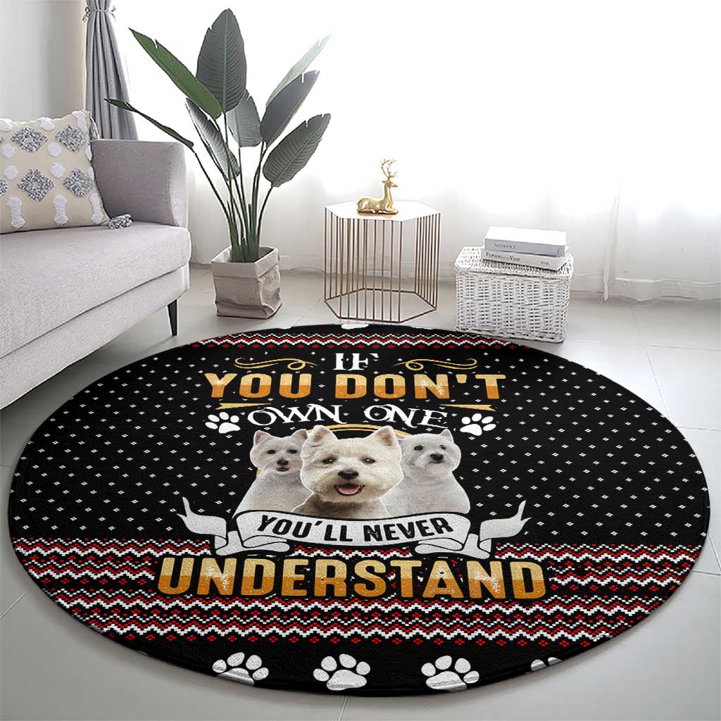West Highland White Terrier Christmas Round Carpet Xmas Holiday Patterns - Wonder Print Shop