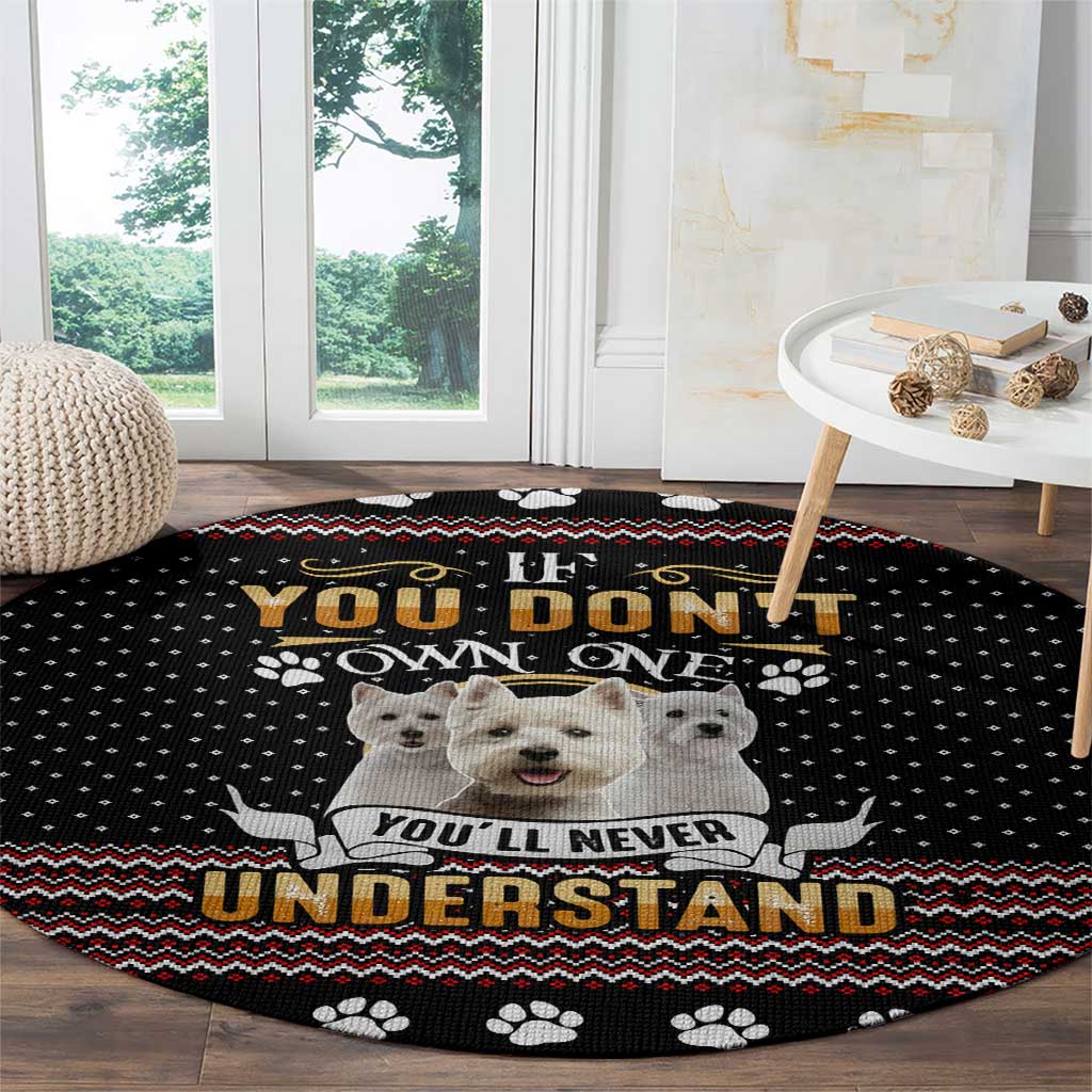 West Highland White Terrier Christmas Round Carpet Xmas Holiday Patterns - Wonder Print Shop
