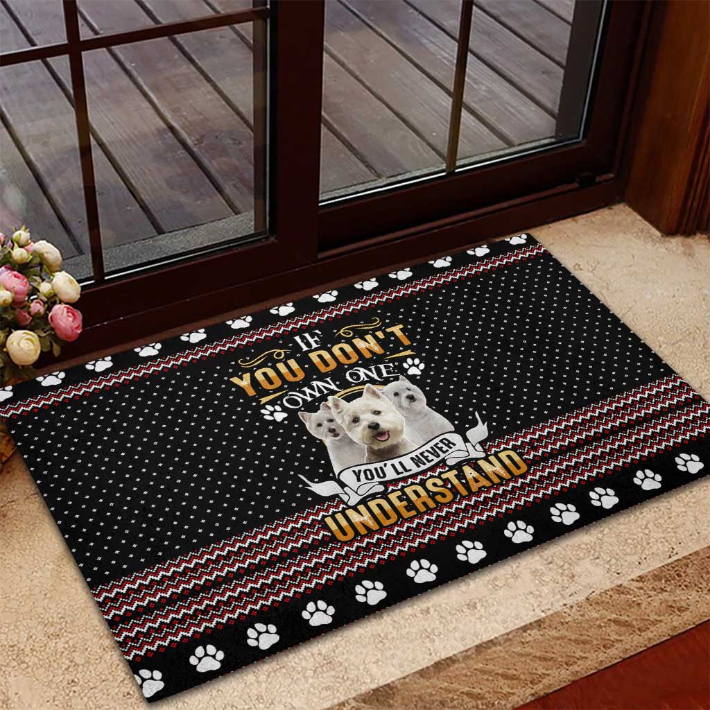 West Highland White Terrier Christmas Rubber Doormat Xmas Holiday Patterns - Wonder Print Shop