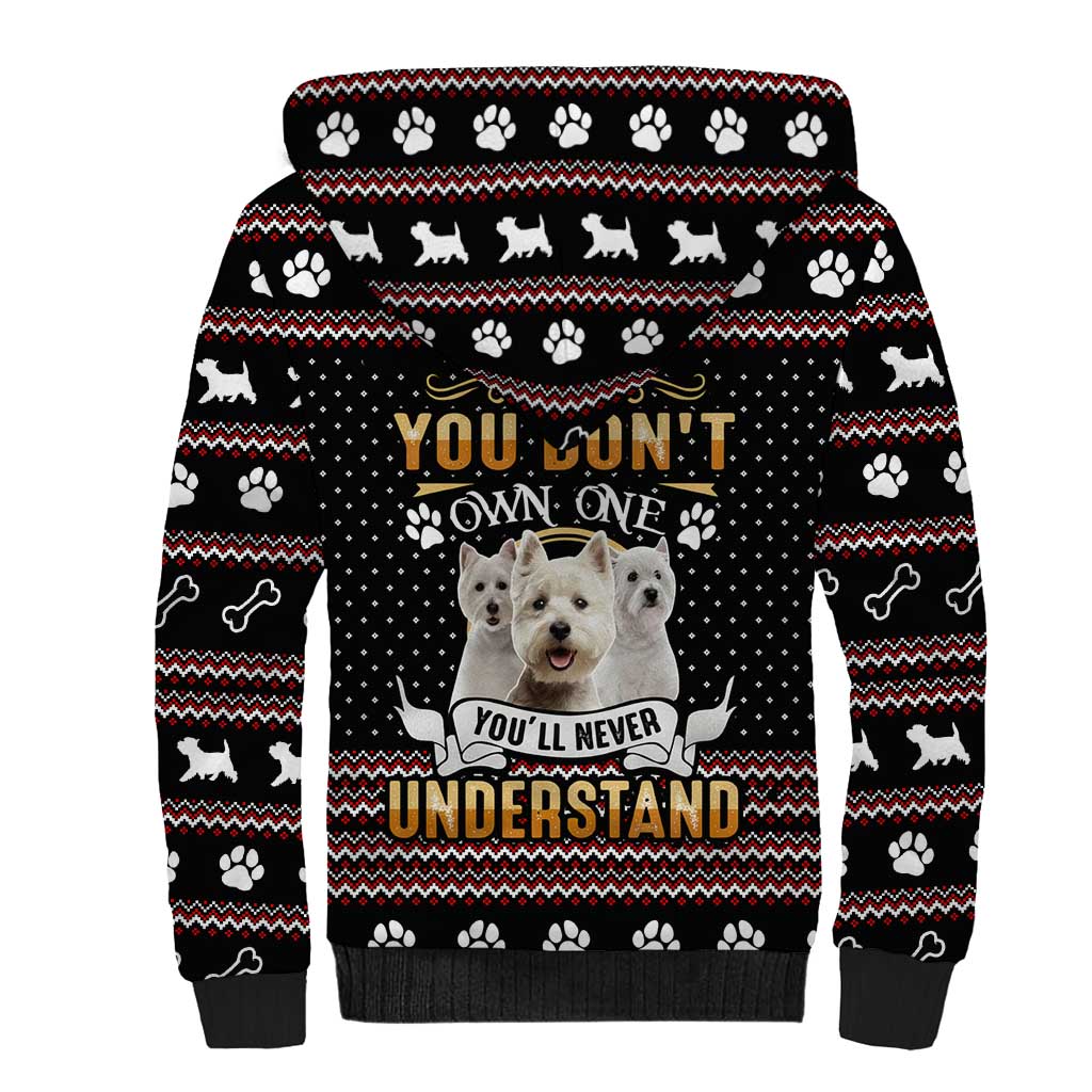 West Highland White Terrier Christmas Sherpa Hoodie Xmas Holiday Patterns - Wonder Print Shop