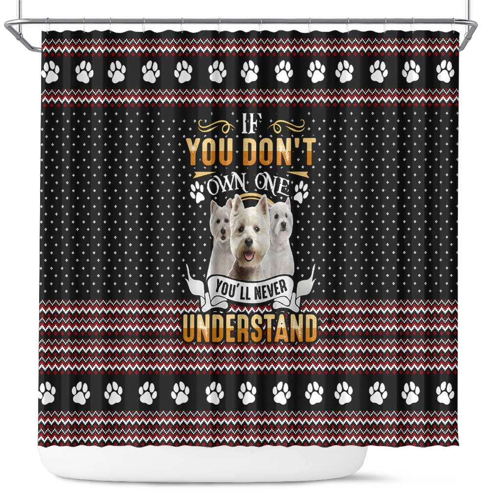 West Highland White Terrier Christmas Shower Curtain Xmas Holiday Patterns - Wonder Print Shop
