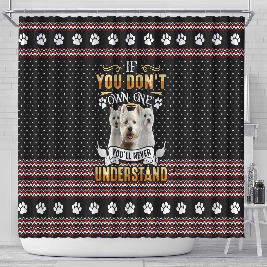West Highland White Terrier Christmas Shower Curtain Xmas Holiday Patterns - Wonder Print Shop