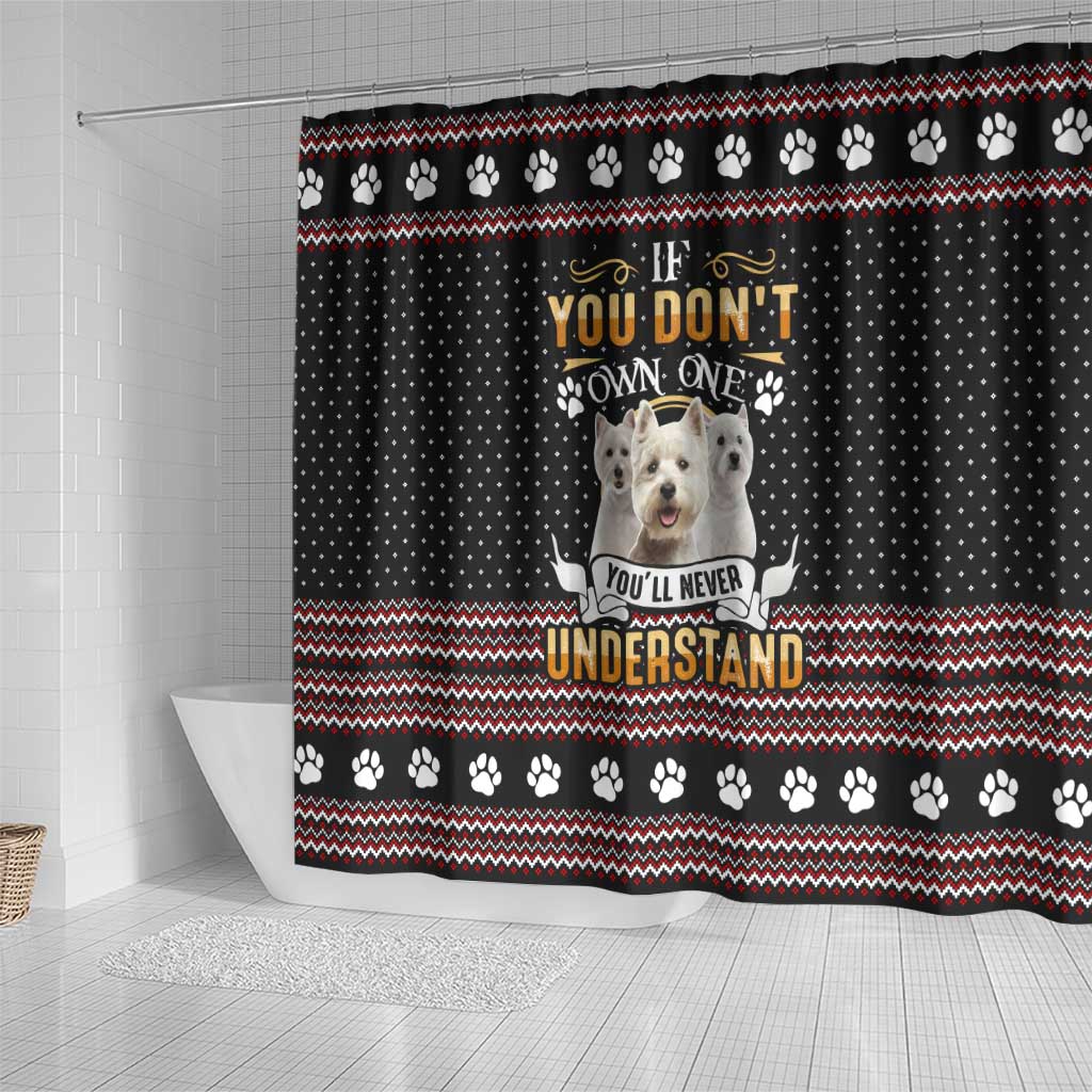 West Highland White Terrier Christmas Shower Curtain Xmas Holiday Patterns - Wonder Print Shop