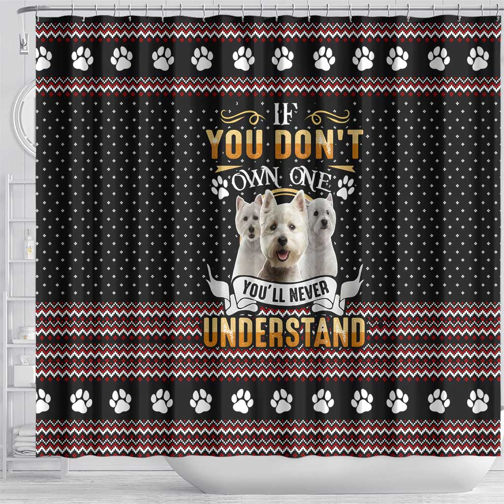 West Highland White Terrier Christmas Shower Curtain Xmas Holiday Patterns - Wonder Print Shop