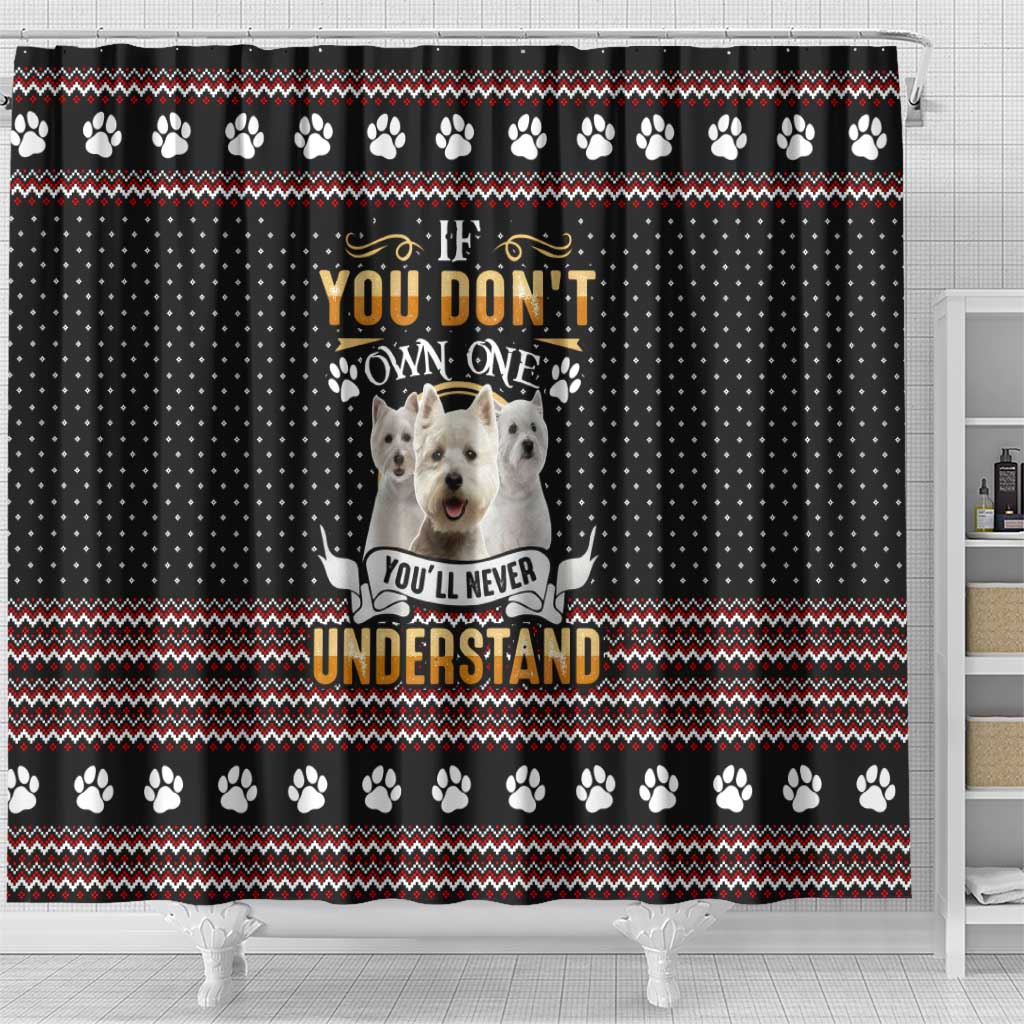 West Highland White Terrier Christmas Shower Curtain Xmas Holiday Patterns - Wonder Print Shop