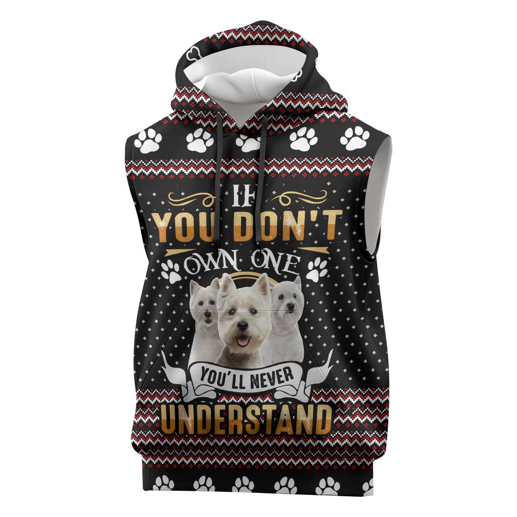 West Highland White Terrier Christmas Sleeveless Hoodie Xmas Holiday Patterns - Wonder Print Shop
