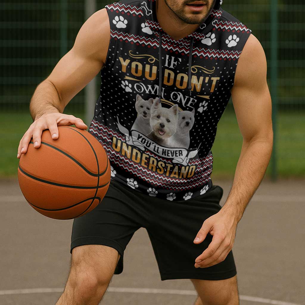 West Highland White Terrier Christmas Sleeveless Hoodie Xmas Holiday Patterns - Wonder Print Shop