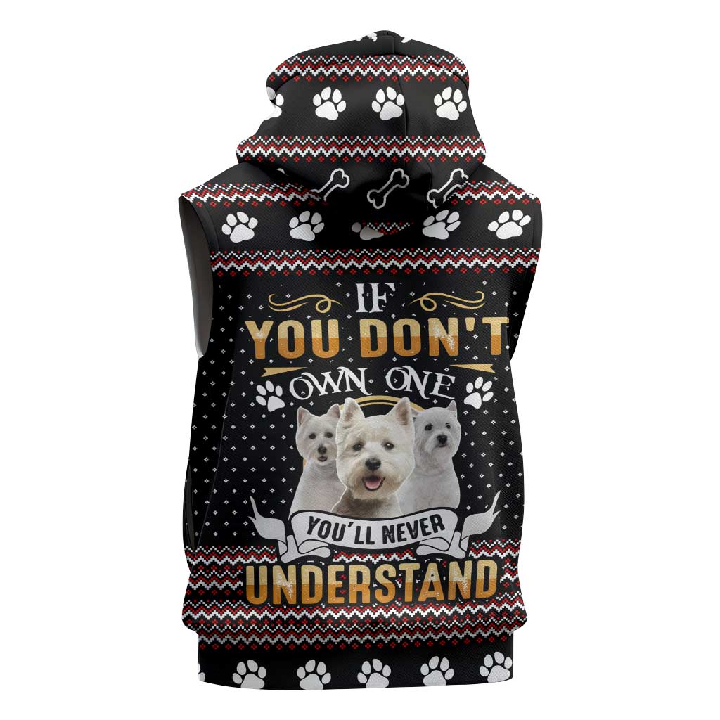 West Highland White Terrier Christmas Sleeveless Zip Hoodie Xmas Holiday Patterns - Wonder Print Shop