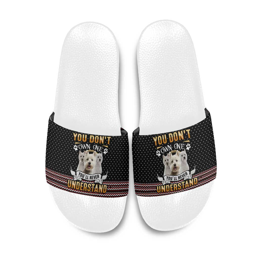 West Highland White Terrier Christmas Slide Sandals Xmas Holiday Patterns - Wonder Print Shop