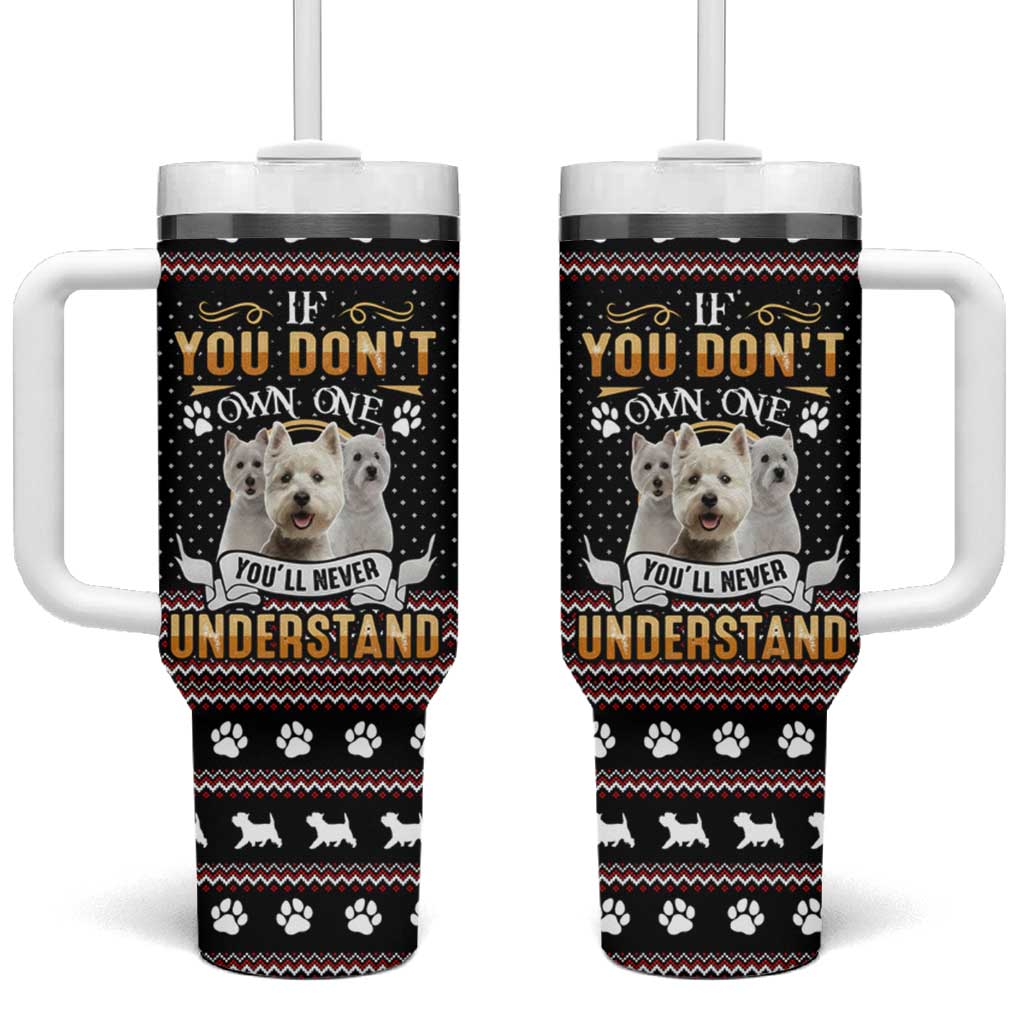 West Highland White Terrier Christmas Tumbler With Handle Xmas Holiday Patterns - Wonder Print Shop