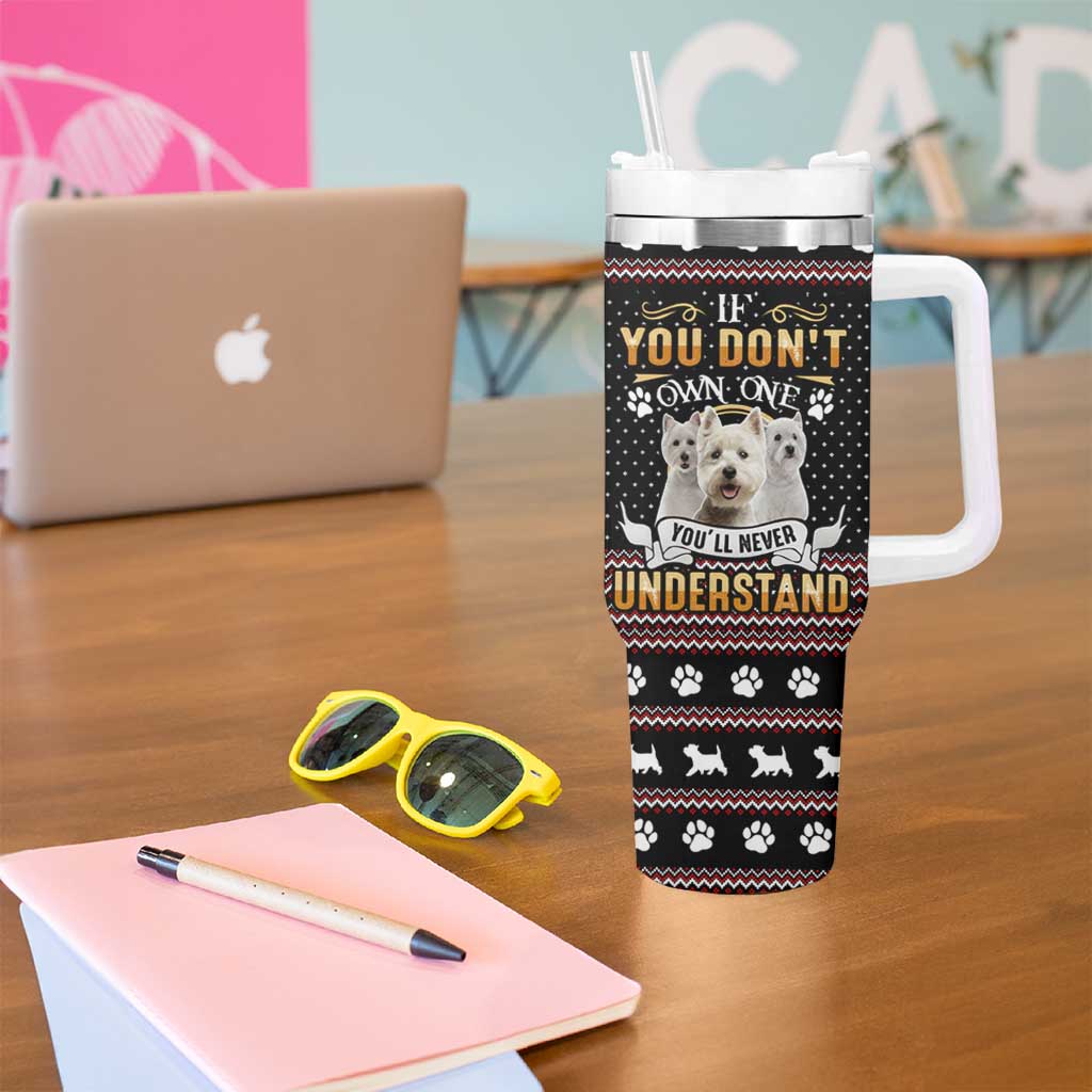 West Highland White Terrier Christmas Tumbler With Handle Xmas Holiday Patterns - Wonder Print Shop