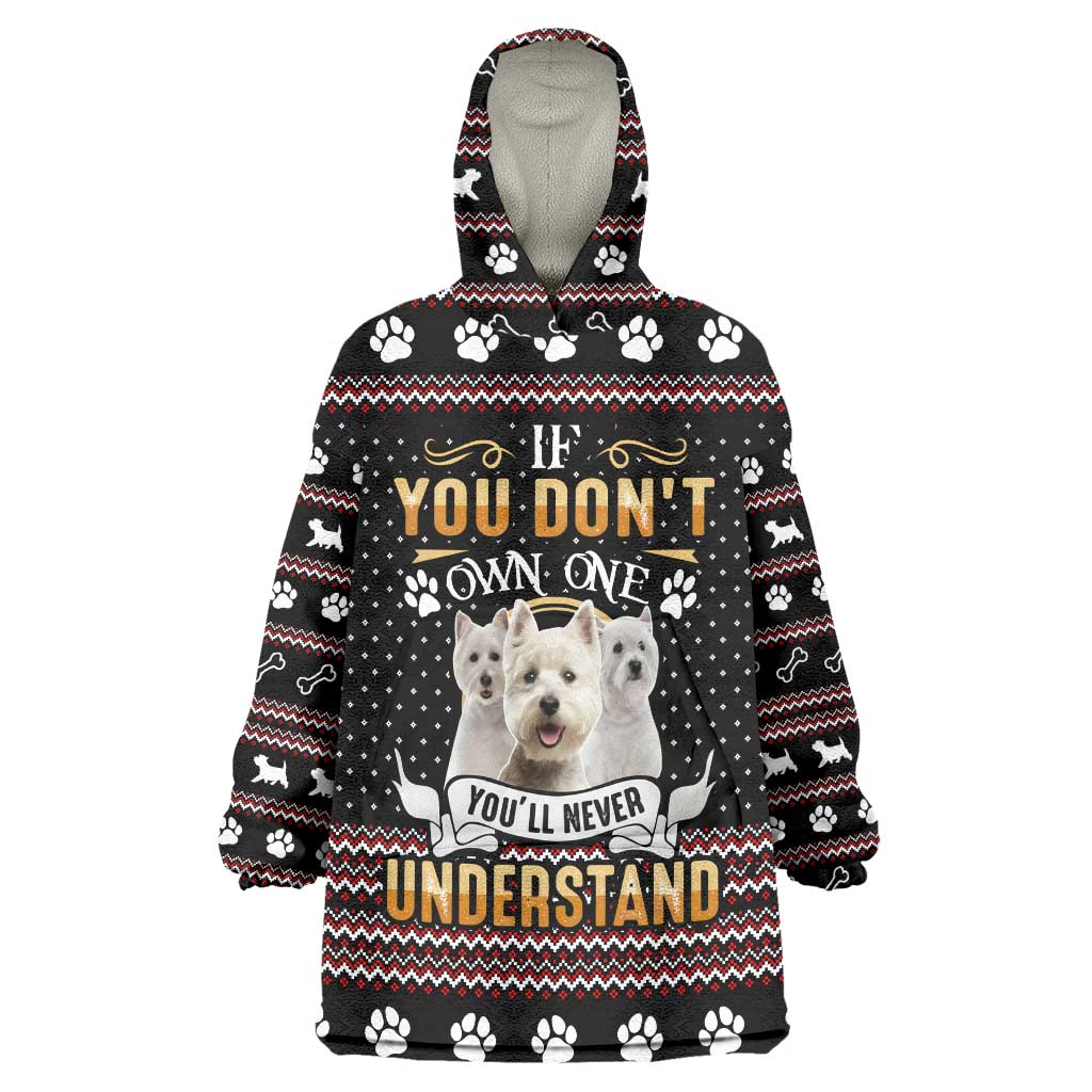 West Highland White Terrier Christmas Wearable Blanket Hoodie Xmas Holiday Patterns - Wonder Print Shop
