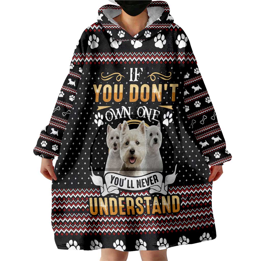 West Highland White Terrier Christmas Wearable Blanket Hoodie Xmas Holiday Patterns - Wonder Print Shop