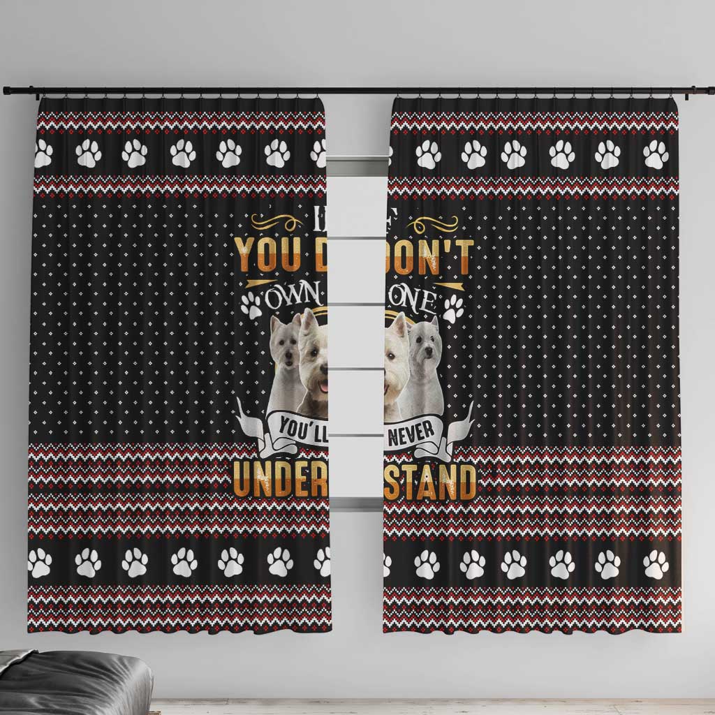 West Highland White Terrier Christmas Window Curtain Xmas Holiday Patterns - Wonder Print Shop