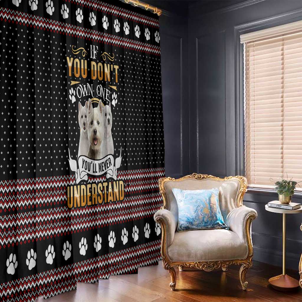 West Highland White Terrier Christmas Window Curtain Xmas Holiday Patterns - Wonder Print Shop
