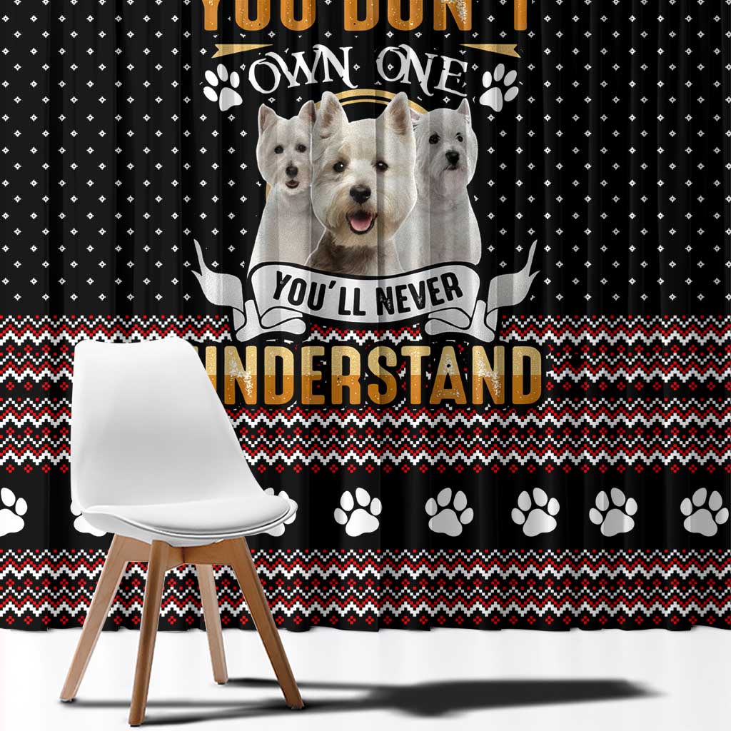 West Highland White Terrier Christmas Window Curtain Xmas Holiday Patterns - Wonder Print Shop