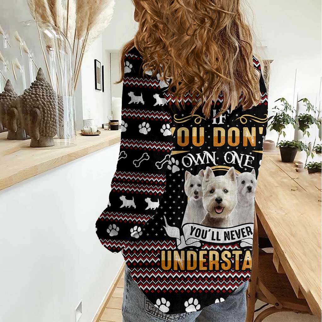 West Highland White Terrier Christmas Women Casual Shirt Xmas Holiday Patterns - Wonder Print Shop