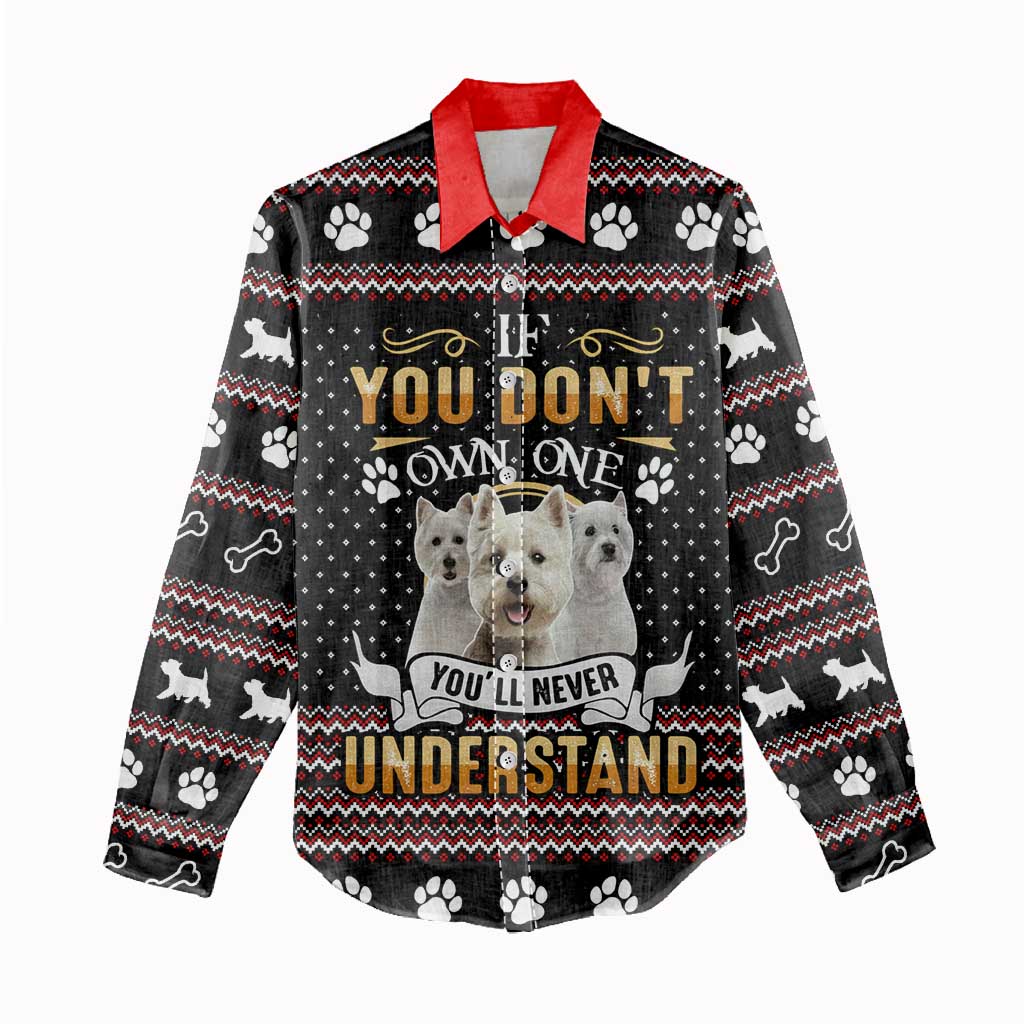 West Highland White Terrier Christmas Women Casual Shirt Xmas Holiday Patterns - Wonder Print Shop