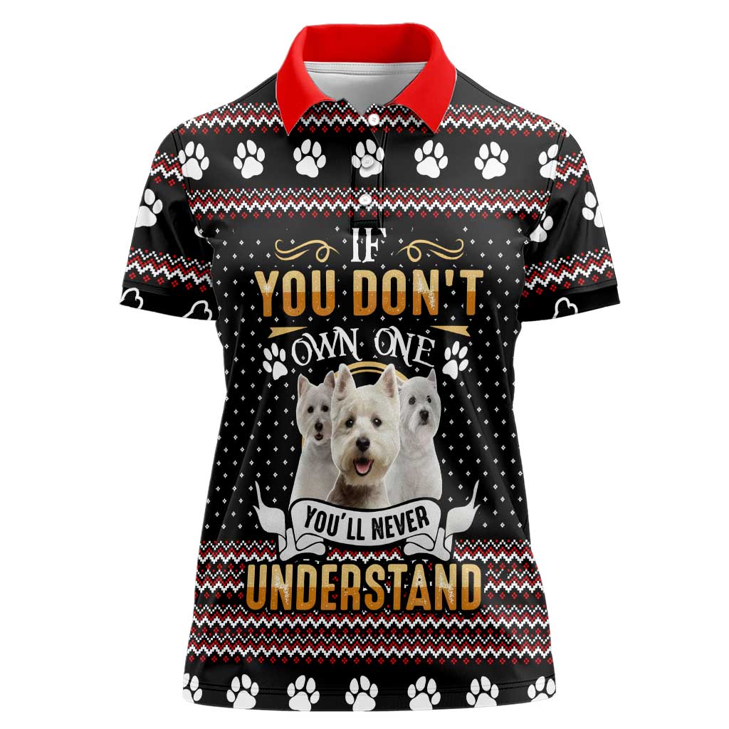 West Highland White Terrier Christmas Women Polo Shirt Xmas Holiday Patterns - Wonder Print Shop