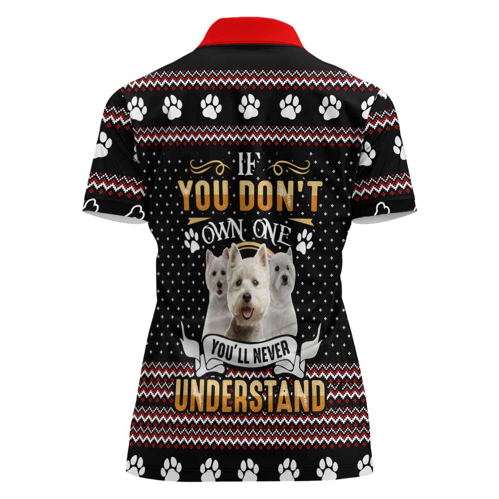 West Highland White Terrier Christmas Women Polo Shirt Xmas Holiday Patterns - Wonder Print Shop