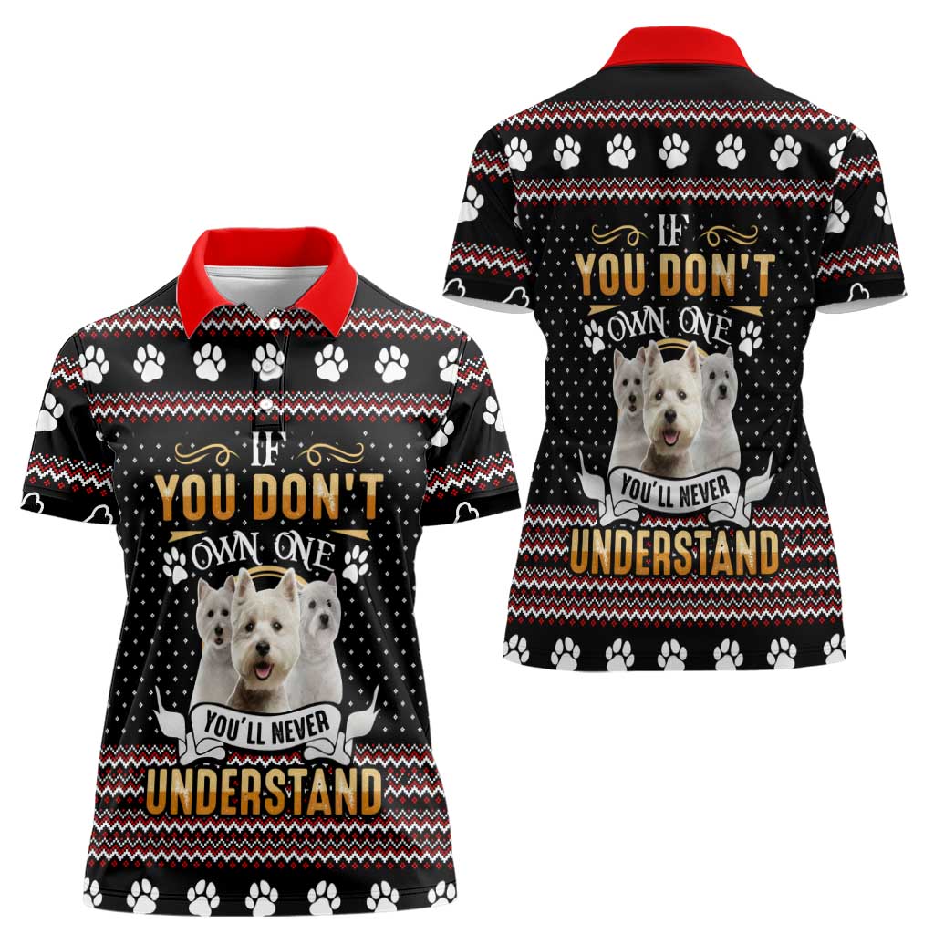 West Highland White Terrier Christmas Women Polo Shirt Xmas Holiday Patterns - Wonder Print Shop