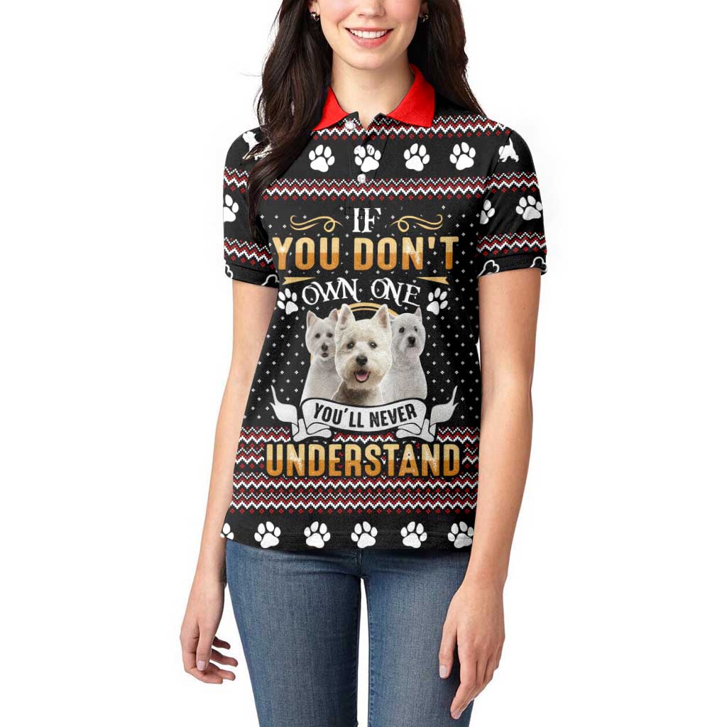 West Highland White Terrier Christmas Women Polo Shirt Xmas Holiday Patterns - Wonder Print Shop