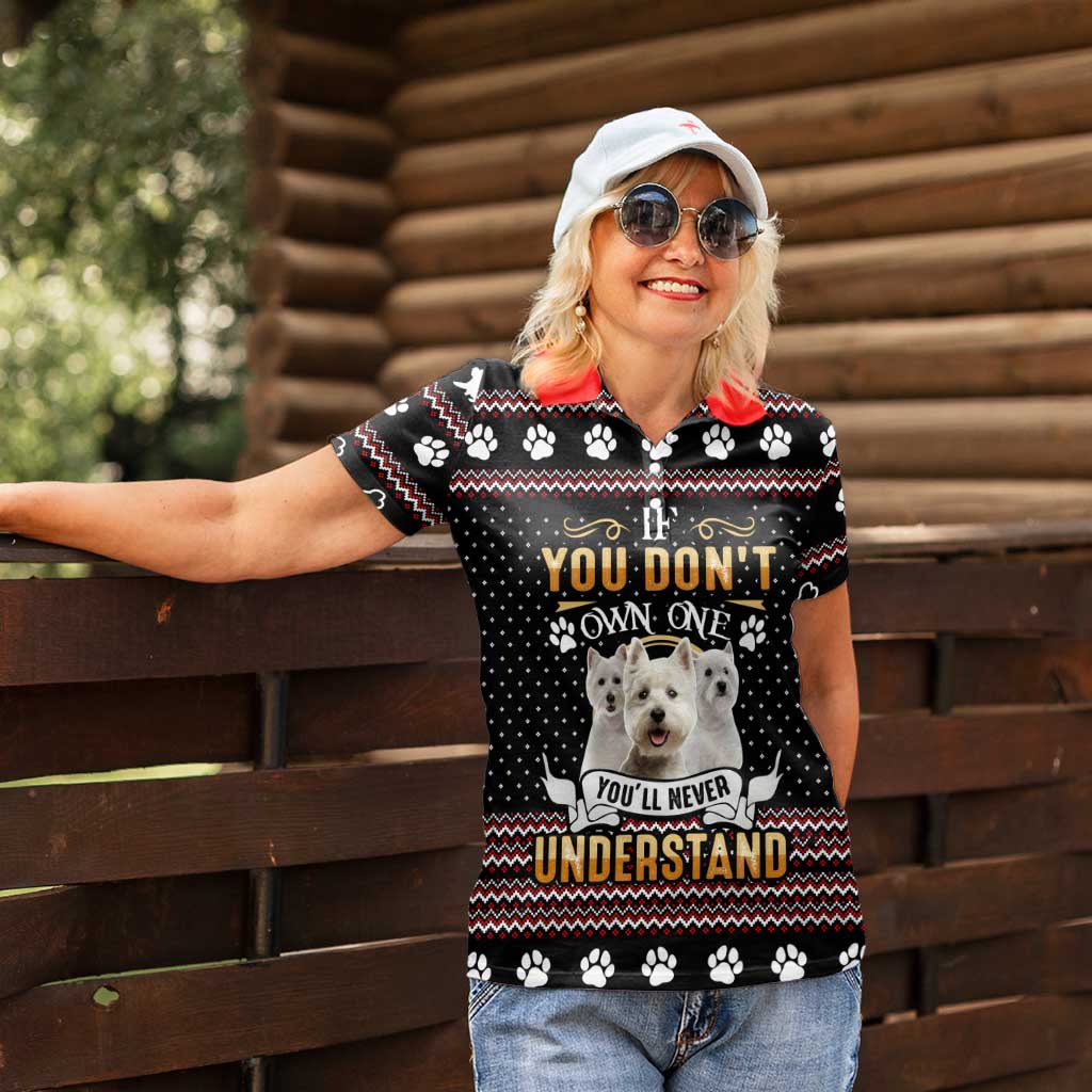 West Highland White Terrier Christmas Women Polo Shirt Xmas Holiday Patterns - Wonder Print Shop