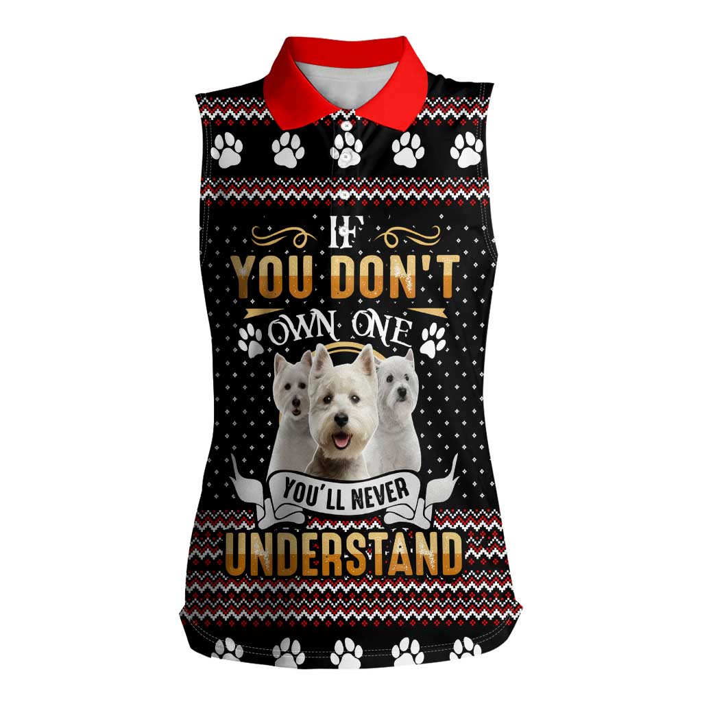 West Highland White Terrier Christmas Women Sleeveless Polo Shirt Xmas Holiday Patterns - Wonder Print Shop