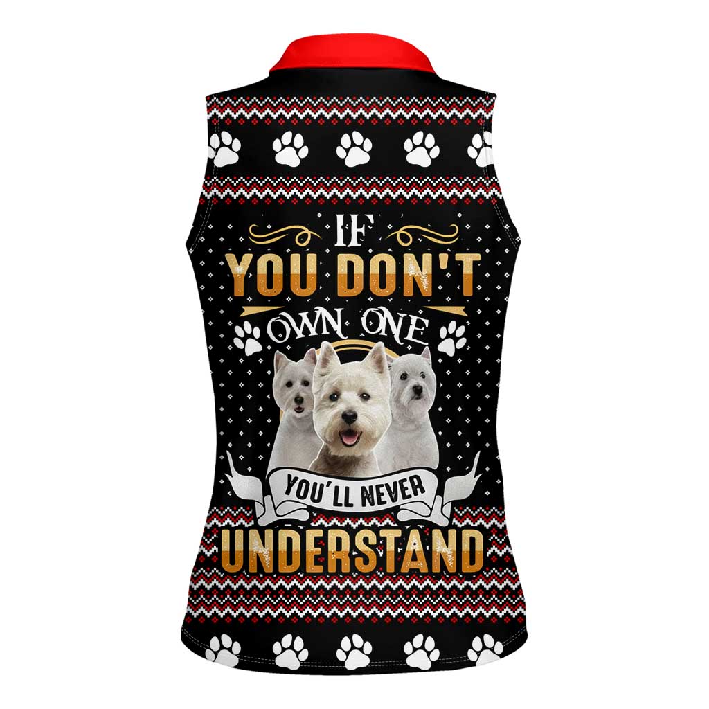 West Highland White Terrier Christmas Women Sleeveless Polo Shirt Xmas Holiday Patterns - Wonder Print Shop