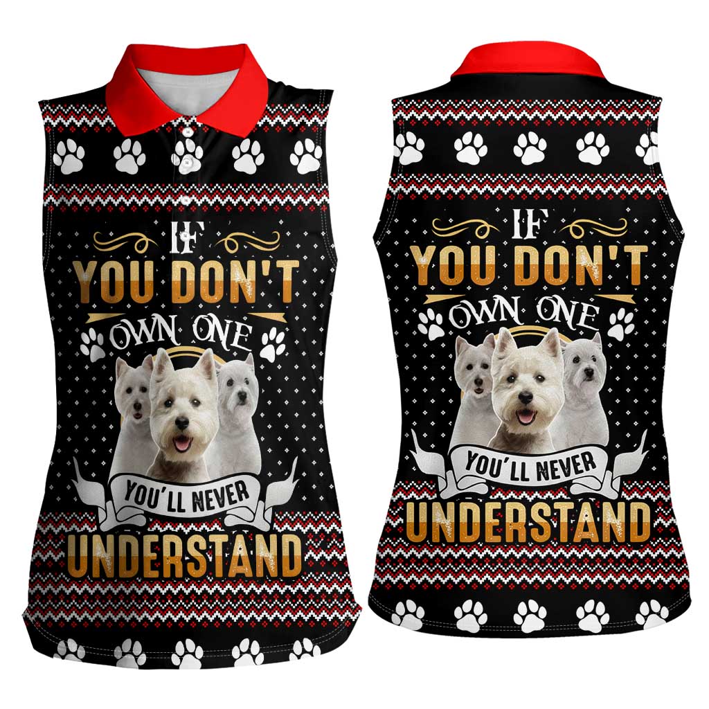 West Highland White Terrier Christmas Women Sleeveless Polo Shirt Xmas Holiday Patterns - Wonder Print Shop