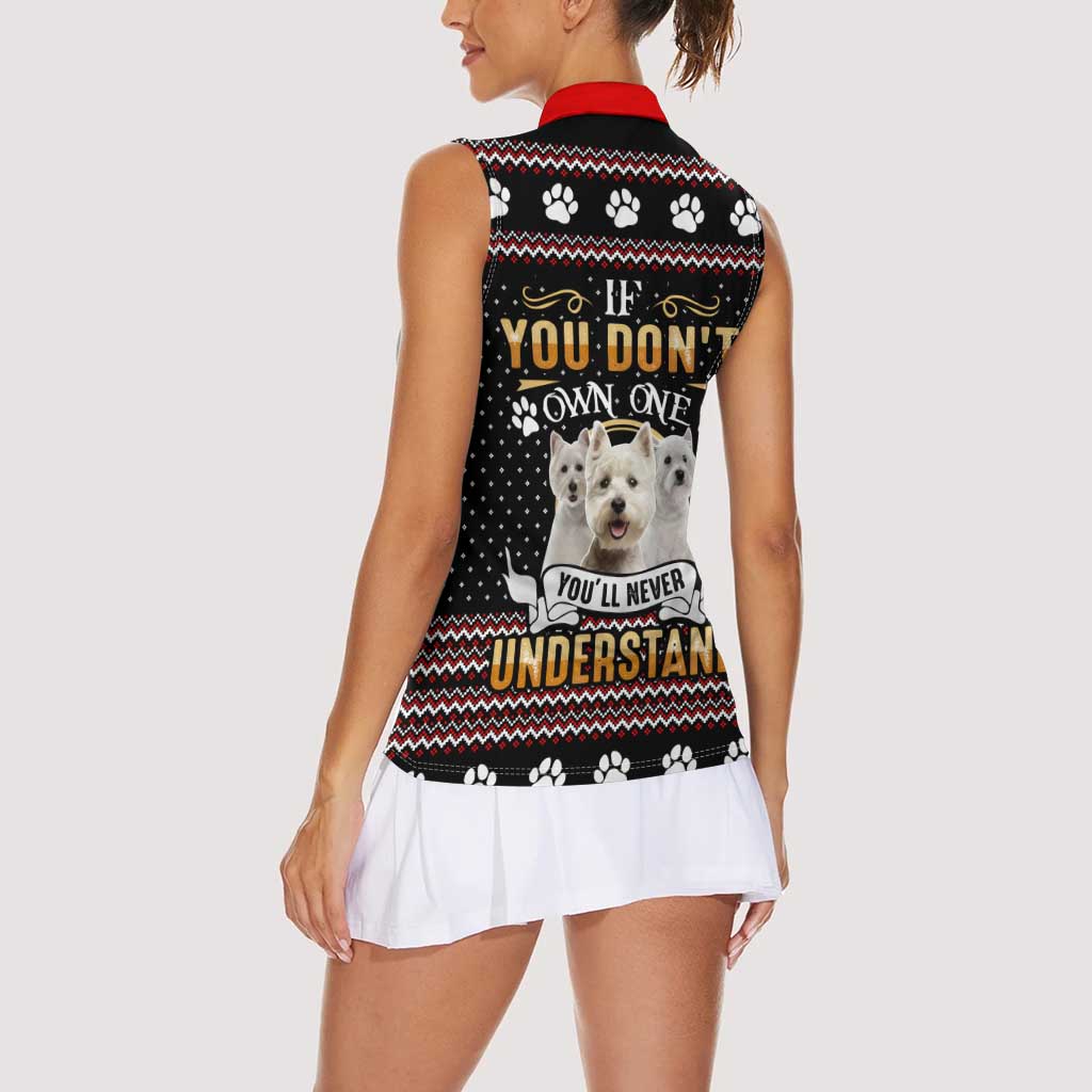 West Highland White Terrier Christmas Women Sleeveless Polo Shirt Xmas Holiday Patterns - Wonder Print Shop