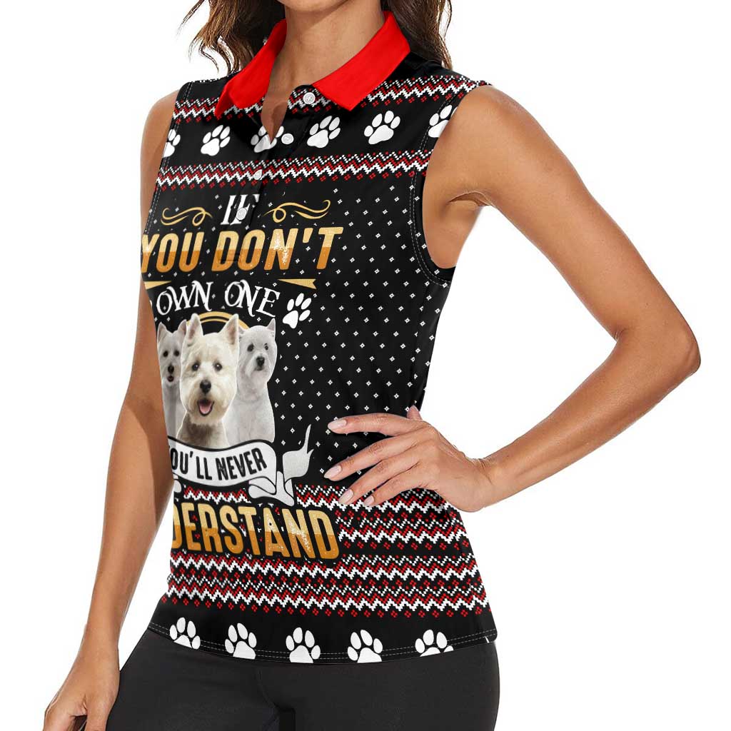 West Highland White Terrier Christmas Women Sleeveless Polo Shirt Xmas Holiday Patterns - Wonder Print Shop