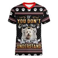 West Highland White Terrier Christmas Women V-Neck T-Shirt Xmas Holiday Patterns - Wonder Print Shop