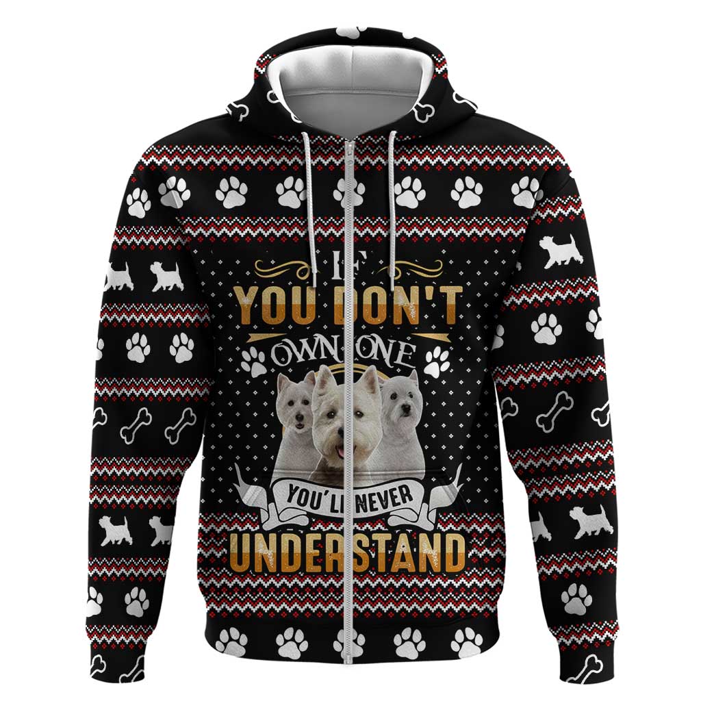 West Highland White Terrier Christmas Zip Hoodie Xmas Holiday Patterns - Wonder Print Shop