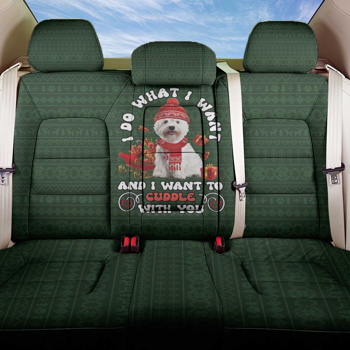 West Highland White Terrier Christmas Back Car Seat Cover Xmas Holiday Patterns - Wonder Print Shop