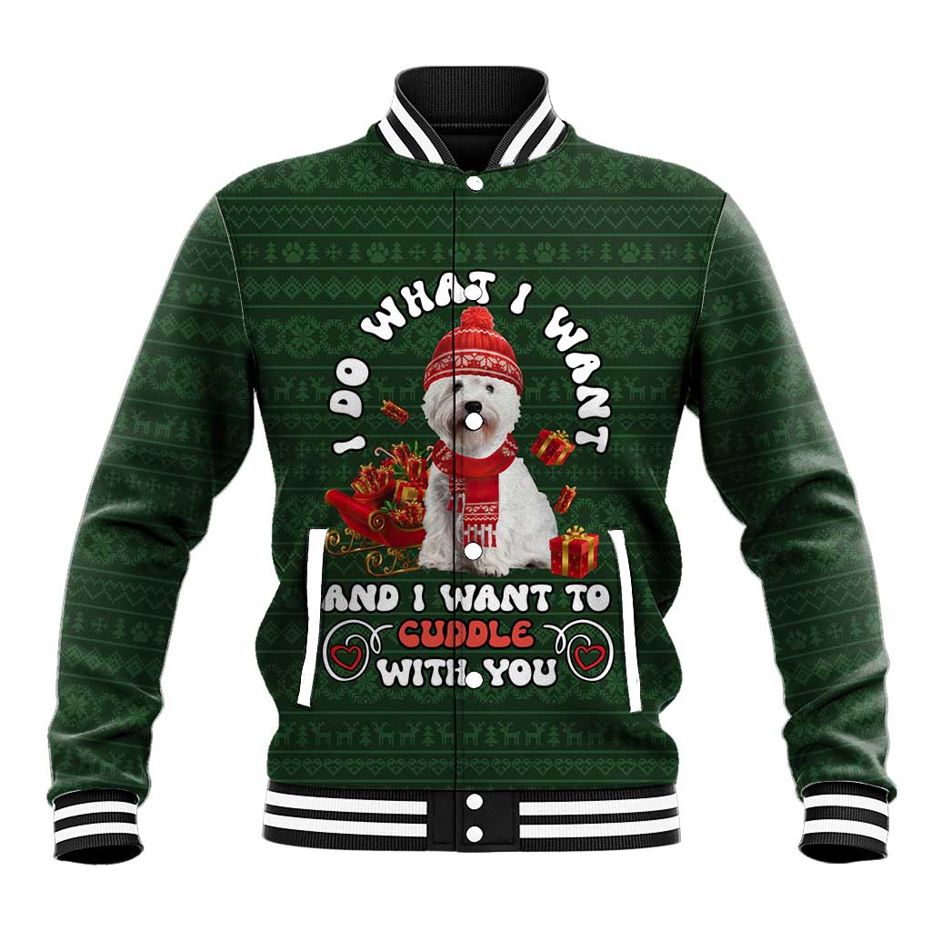 West Highland White Terrier Christmas Baseball Jacket Xmas Holiday Patterns - Wonder Print Shop