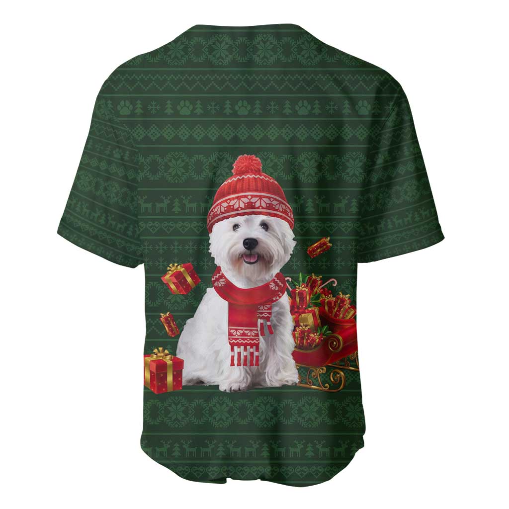 West Highland White Terrier Christmas Baseball Jersey Xmas Holiday Patterns - Wonder Print Shop