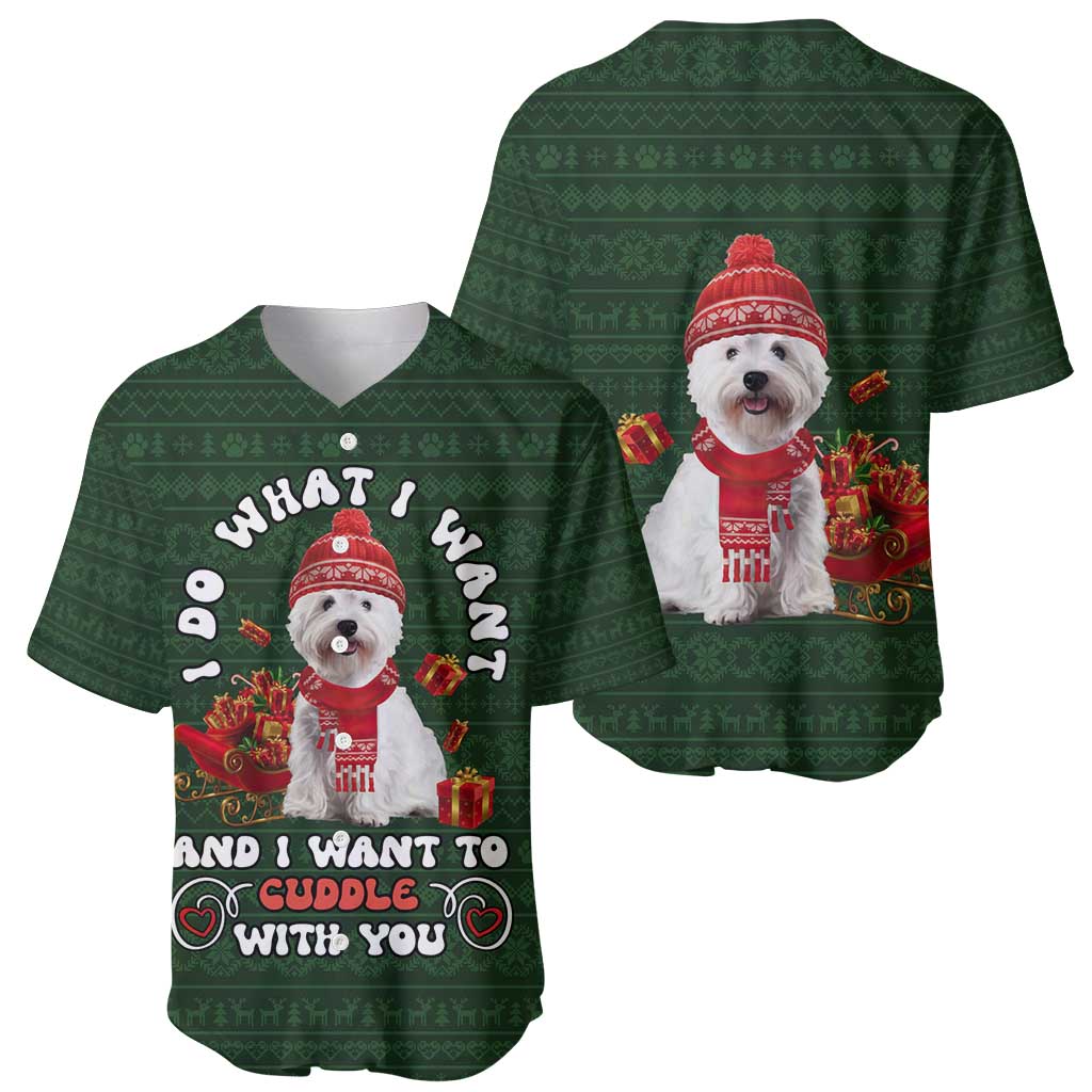 West Highland White Terrier Christmas Baseball Jersey Xmas Holiday Patterns - Wonder Print Shop