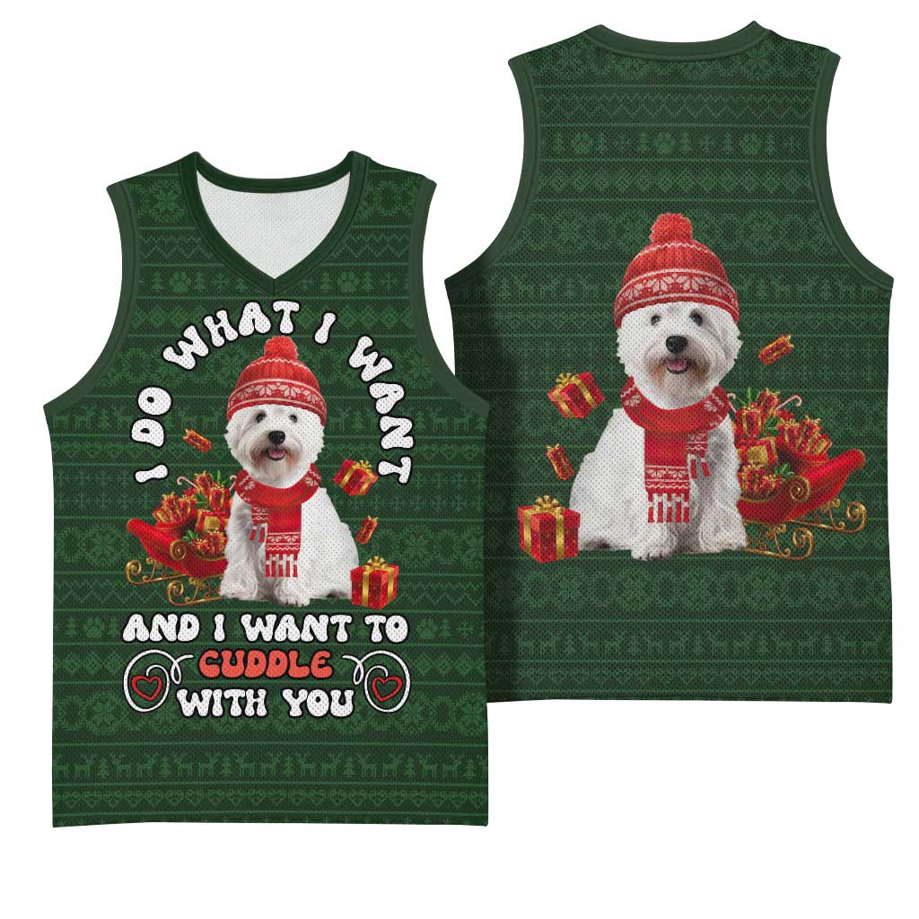 West Highland White Terrier Christmas Basketball Jersey Xmas Holiday Patterns - Wonder Print Shop