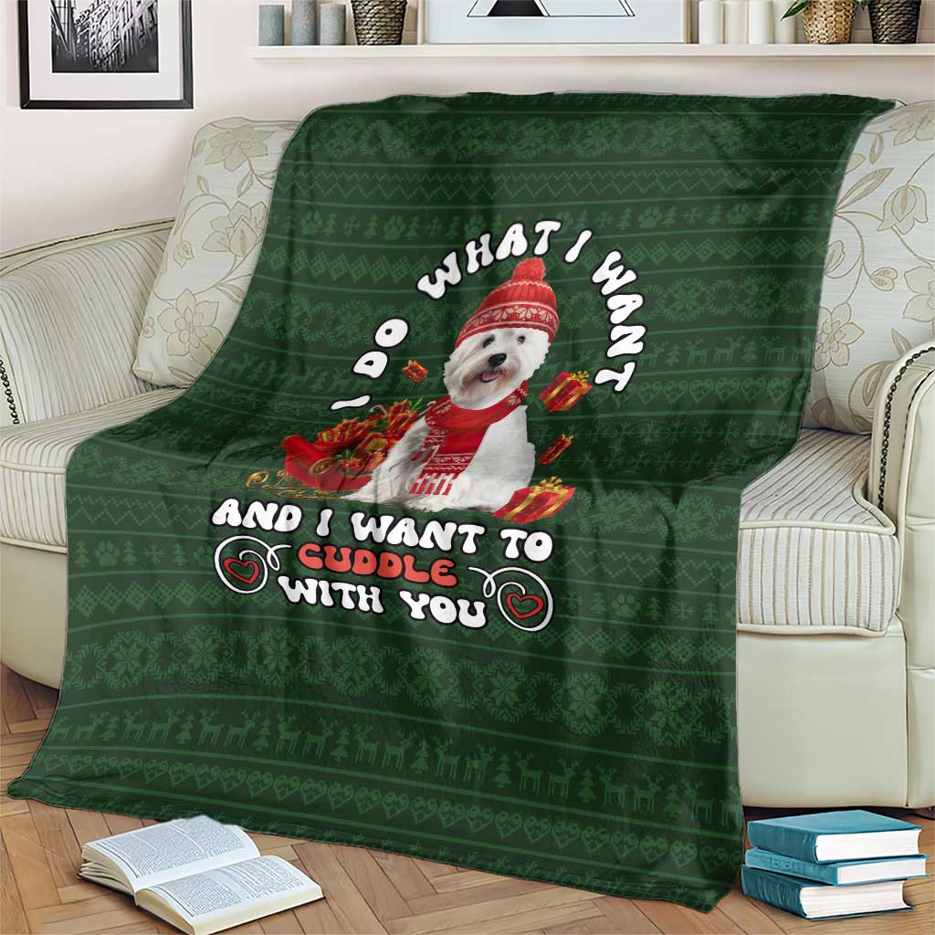 West Highland White Terrier Christmas Blanket Xmas Holiday Patterns - Wonder Print Shop