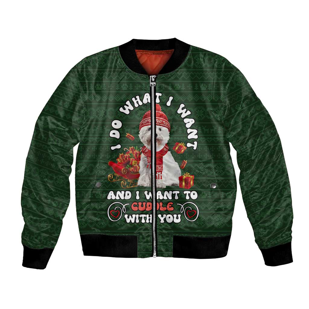 West Highland White Terrier Christmas Bomber Jacket Xmas Holiday Patterns - Wonder Print Shop