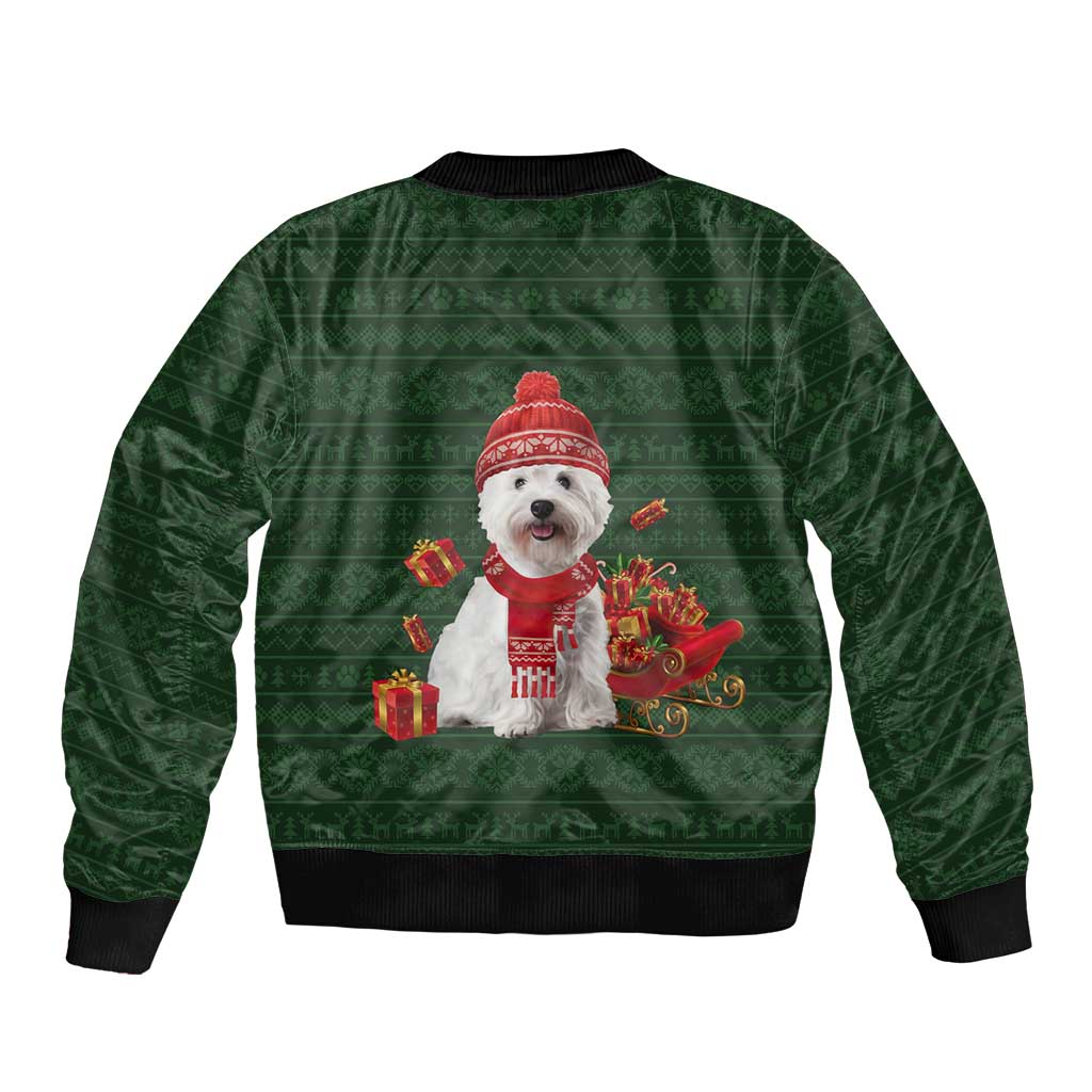 West Highland White Terrier Christmas Bomber Jacket Xmas Holiday Patterns - Wonder Print Shop
