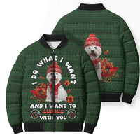 West Highland White Terrier Christmas Bomber Puffer Jacket Xmas Holiday Patterns - Wonder Print Shop