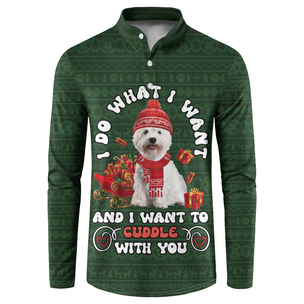 West Highland White Terrier Christmas Button Sweatshirt Xmas Holiday Patterns - Wonder Print Shop