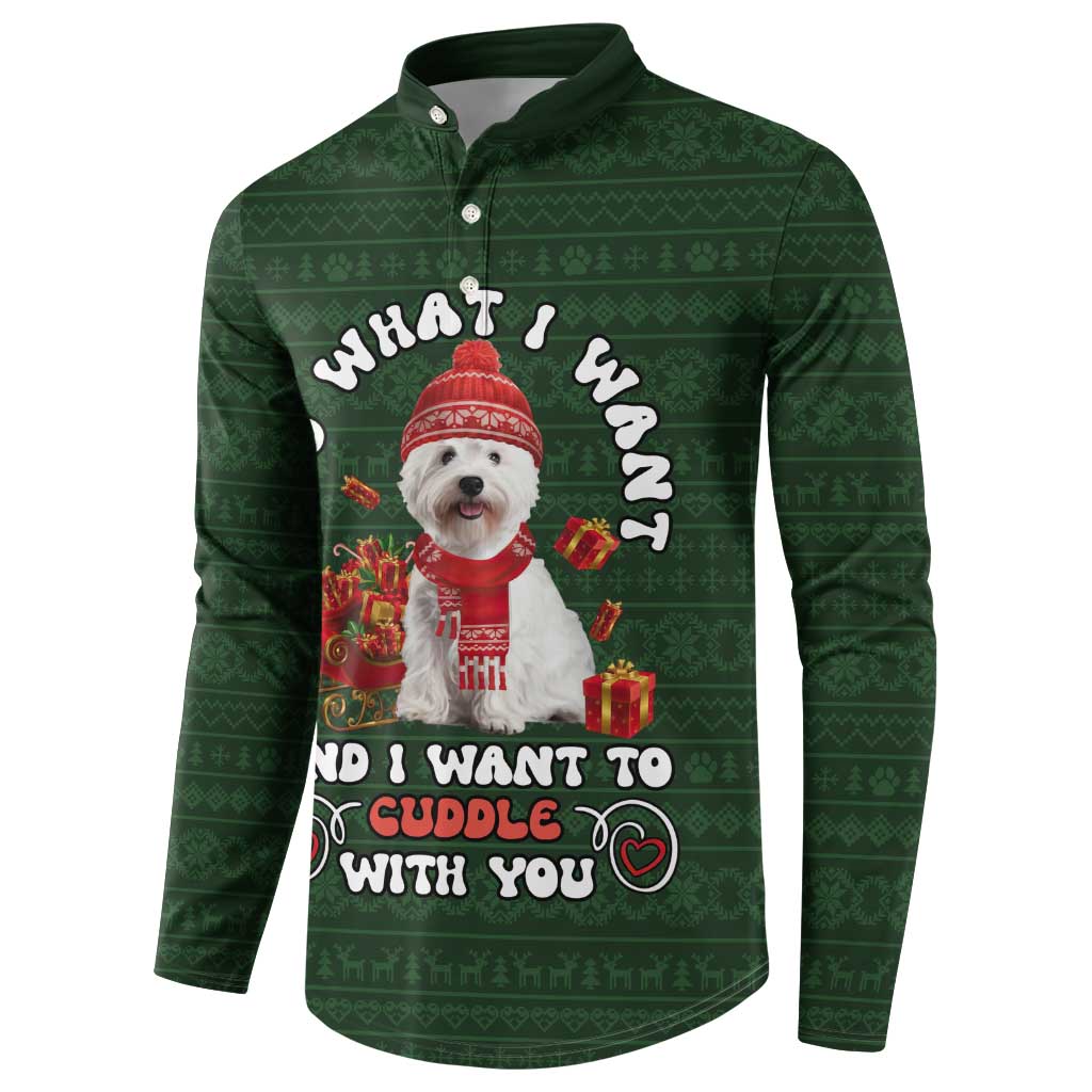 West Highland White Terrier Christmas Button Sweatshirt Xmas Holiday Patterns - Wonder Print Shop