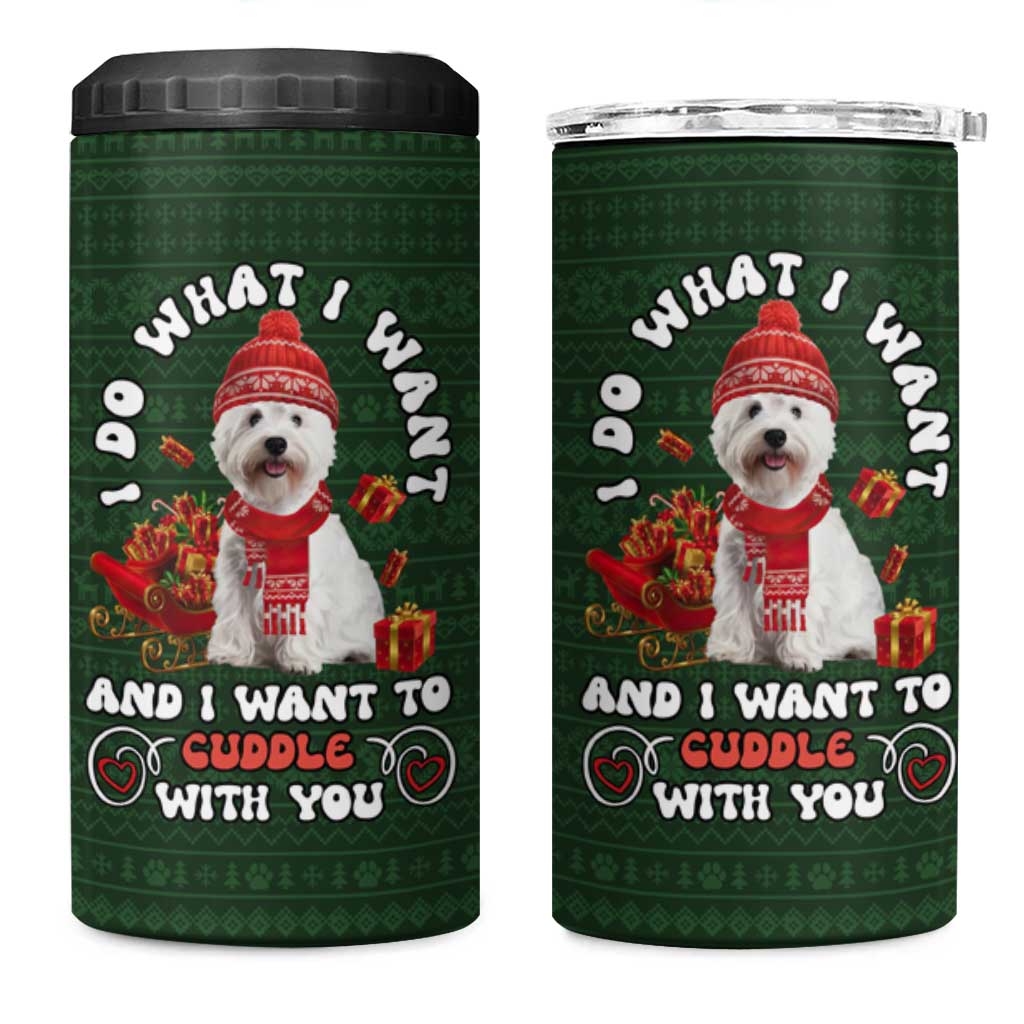 West Highland White Terrier Christmas 4 in 1 Can Cooler Tumbler Xmas Holiday Patterns - Wonder Print Shop