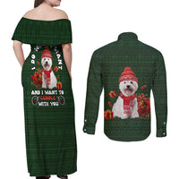 West Highland White Terrier Christmas Couples Matching Off Shoulder Maxi Dress and Long Sleeve Button Shirt Xmas Holiday Patterns - Wonder Print Shop