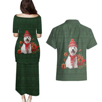 West Highland White Terrier Christmas Couples Matching Puletasi and Hawaiian Shirt Xmas Holiday Patterns - Wonder Print Shop