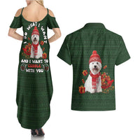 West Highland White Terrier Christmas Couples Matching Summer Maxi Dress and Hawaiian Shirt Xmas Holiday Patterns - Wonder Print Shop